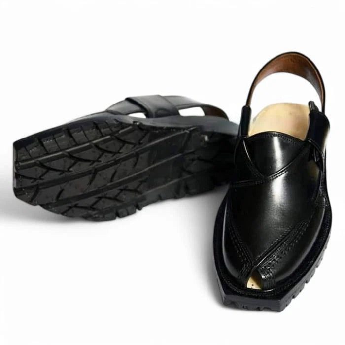 Handmade Black Norozi Chappal with Double Sole –464800