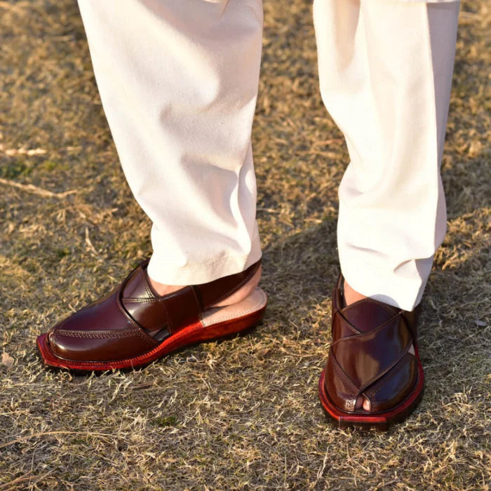 Handmade Brown Norozi Chappal with Double Tire Sole –