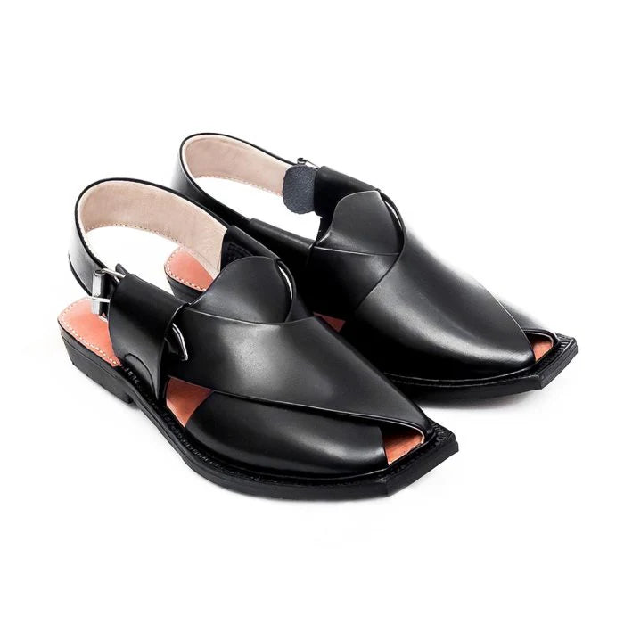 Hand Crafted Black Shine Quetta Norozi Chappal –464800