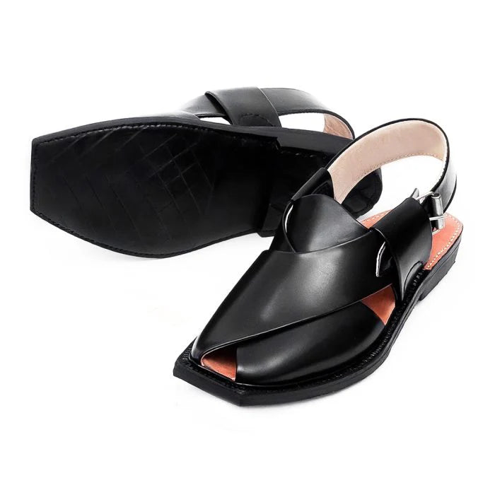 Hand Crafted Black Shine Quetta Norozi Chappal –464800