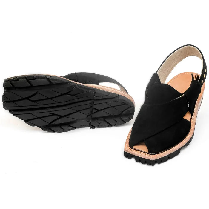 Handmade Black Suede Leather Norozi Chappal –464800