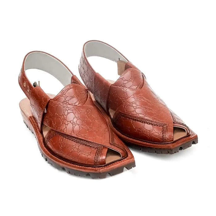 Printed Mustard Norozi Chappal With China Cut Shape –464800