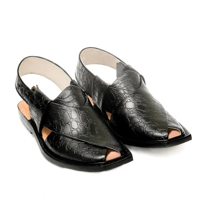 Printed Black Norozi Chappal With Single Sole –464800