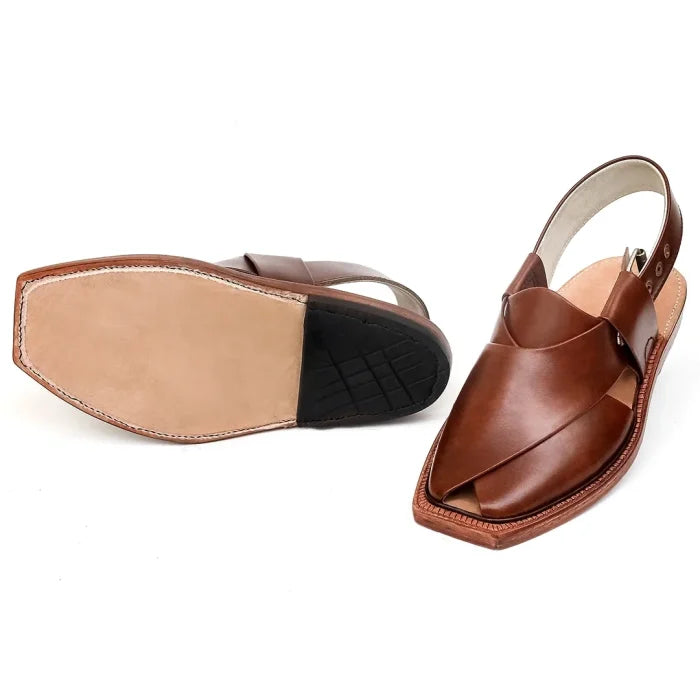 Handmade Mustard Norozi Leather Chappal with Leather Sole –464800