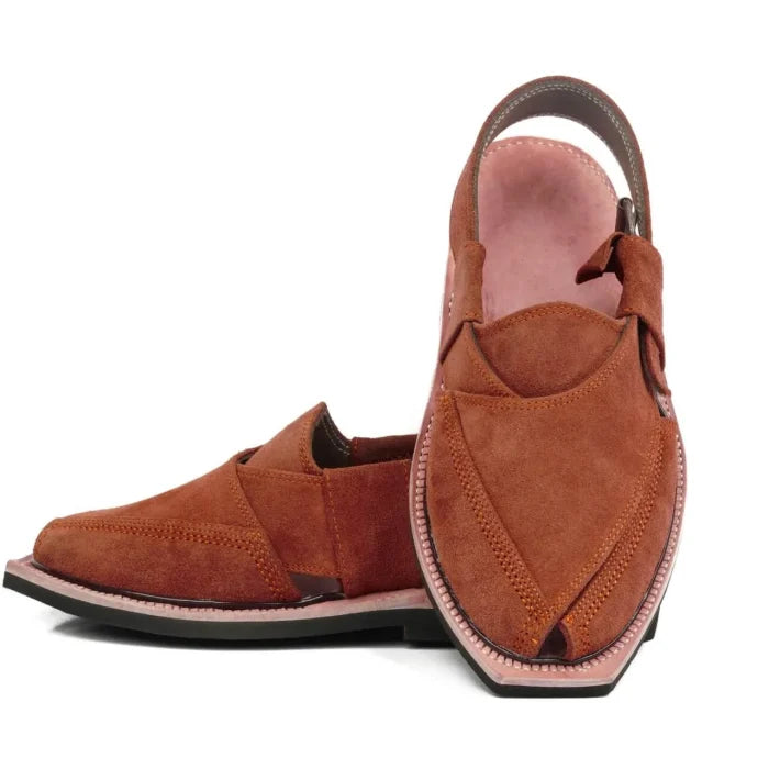 Hand Crafted Camel Suede Quetta Norozi Chappal With Single Sole – 464800