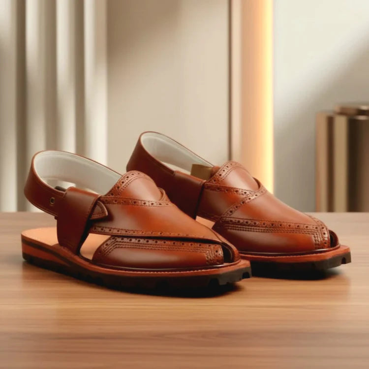 Handmade Mustard Brock Quetta Norozi Leather Chappal –464800