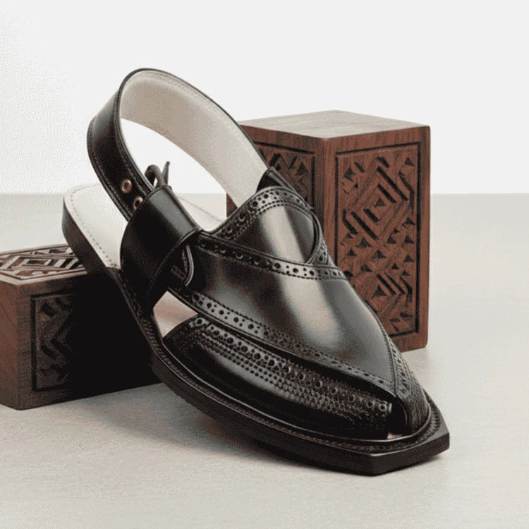 High Lustre Black Quetta Norozi Chappal 464800