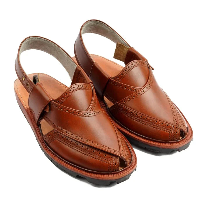 Handmade Mustard Brock Quetta Norozi Leather Chappal –464800