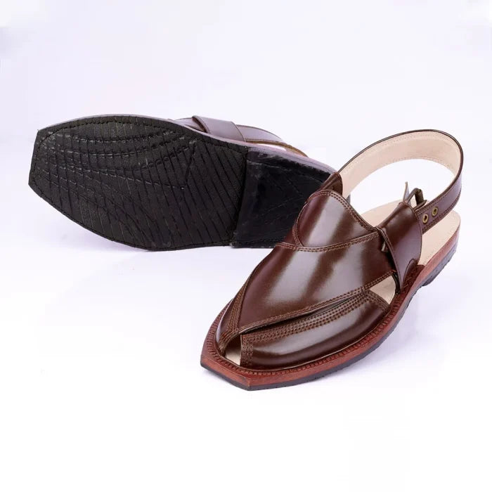 Handmade Brown Quetta Norozi Leather Chappal –464800