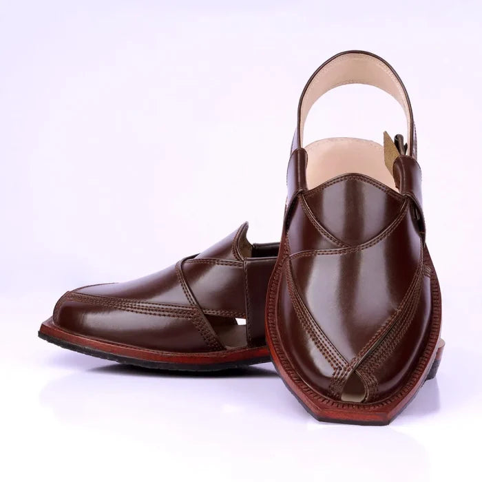 Handmade Brown Quetta Norozi Leather Chappal –464800