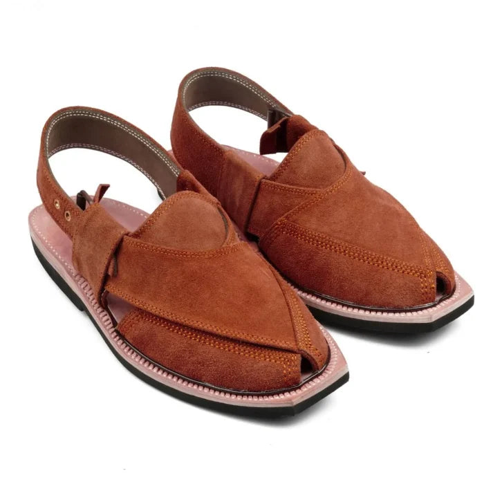Hand Crafted Camel Suede Quetta Norozi Chappal With Single Sole – 464800