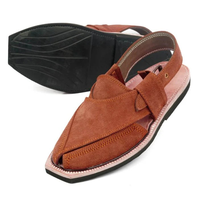 Hand Crafted Camel Suede Quetta Norozi Chappal With Single Sole – 464800