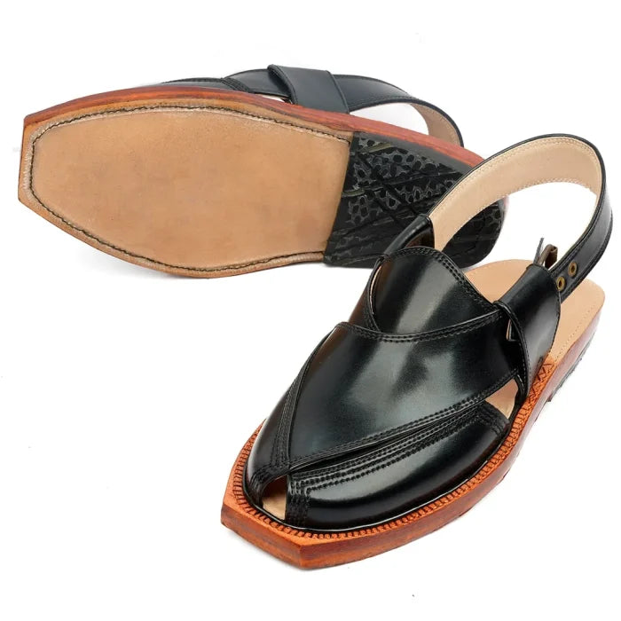 Handmade Black Norozi Chappal With Leather Sole –464800