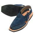 Hand Crafted Blue Suede Quetta Norozi Chappal With Single Sole –464800